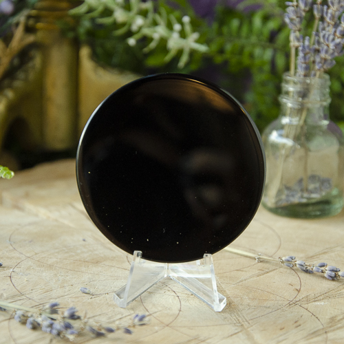 wholesale black obsidian stone scrying mirro