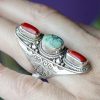 Red Coral and Turquoise Ring at DreamingGoddess.com