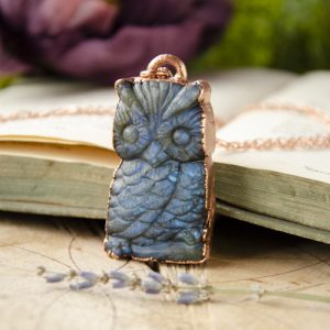 Labradorite Owl Necklace at DreamingGoddess.com