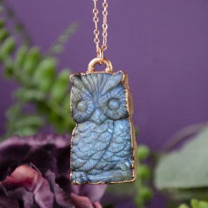 Labradorite Owl Necklace at DreamingGoddess.com