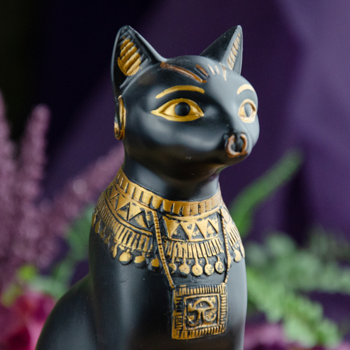 Egyptian Cat Goddess Bastet Statue - 7.5 Inches Tall in Black Polystone -  Made in Egypt - Omen - Psychic Parlor and Witchcraft Emporium