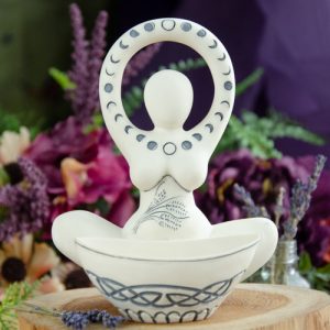 Ivory Moon Goddess Offering Bowl Statue at DreamingGoddess.com