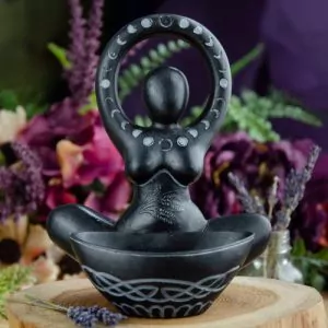 Black Moon Goddess Offering Bowl Statue at DreamingGoddess.com