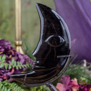 Obsidian Crescent Moon at DreamingGoddess.com