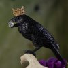 Jet Stone Crowned Raven with Herkimer Diamond at DreamingGoddess.com
