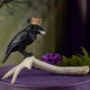 Jet Stone Crowned Raven with Herkimer Diamond at DreamingGoddess.com