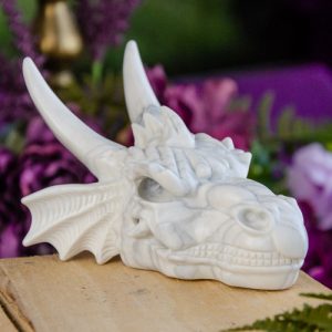 White Jade Dragon Skull at DreamingGoddess.com