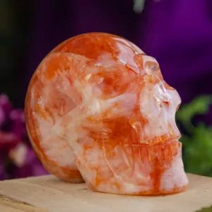 Golden Healer Quartz Skull with Iron Inclusions at DreamingGoddess.com