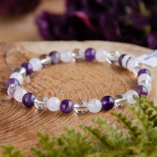 Purple Amethyst Mens Birthstone Bracelet, February Aquarius & Pisces Z