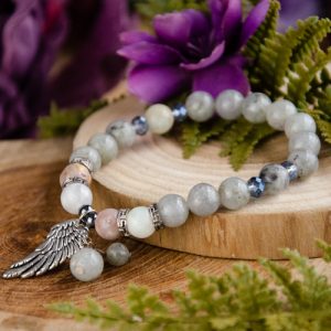 Labradorite Bracelet with Wing Charm at DreamingGoddess.com