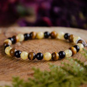 Tiger's Eye, Hematite, & Black Tourmaline Bracelet at DreamingGoddess.com