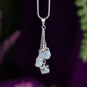 Aquamarine Tri-Stone Necklace at DreamingGoddess.com