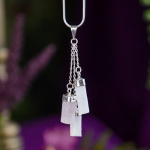 Selenite Tri-Stone Necklace at DreamingGoddess.com