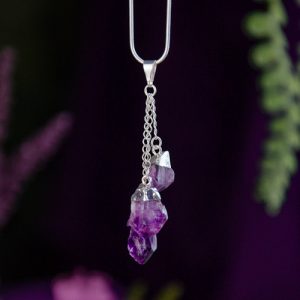 Amethyst Tri-Stone Necklace at DreamingGoddess.com
