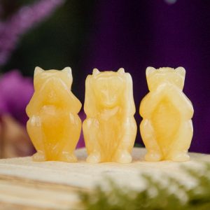 Orange Calcite Three Wise Monkeys Set at DreamingGoddess.com