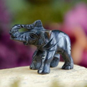 Carved Stone Hematite Elephant at DreamingGoddess.com