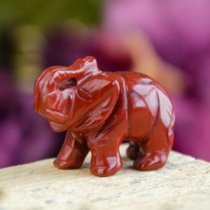 Carved Stone Red Jasper Elephant at DreamingGoddess.com