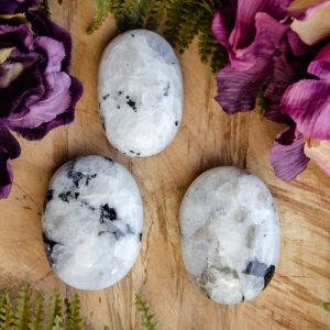 Rainbow Moonstone Palm Stones at DreamingGoddess.com