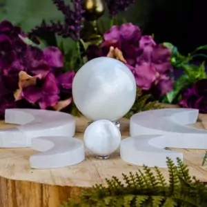 Selenite Triple Moon Set at DreamingGoddess.com