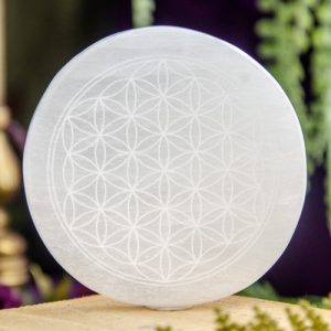 Flower of Life Selenite Charger at DreamingGoddess.com