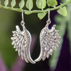 Sterling Silver Angel Wings Earrings at DreamingGoddess.com