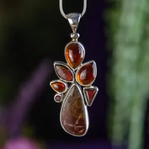 Ammolite with Garnet Pendant at DreamingGoddess.com