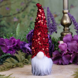 Red Sequin Hat Gnome Ornament at DreamingGoddess.com