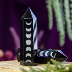 Black Obsidian Moon Phase Towers at DreamingGoddess.com