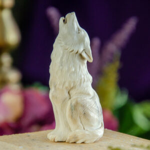 Wolf Moose Antler Carving at DreamingGoddess.com