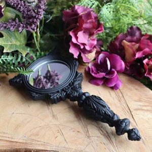 Sacred Black Cat Hand Mirror at DreamingGoddess.com