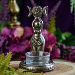 Triple Moon Spiral Goddess Tea Light Holder at DreamingGoddess.com