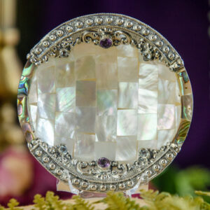 Mother of Pearl Dish with Amethyst Blue Topaz and Abalone at DreamingGoddess.com