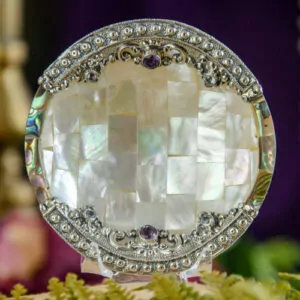 Mother of Pearl Dish with Amethyst Blue Topaz and Abalone at DreamingGoddess.com