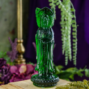 Volcanic Glass Kuan Yin, Green Obsidian at DreamingGoddess.com