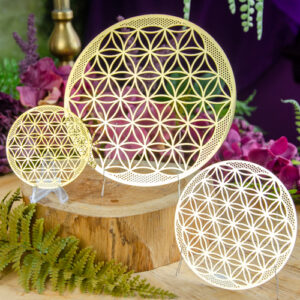 Gold Flower of Life Crystal Grids at DreamingGoddess.com