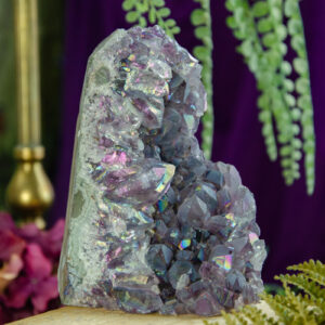 Titanium Aura Amethyst Geode at DreamingGoddess.com