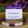 Amethyst and selenite beaded bracelet at dreaminggoddess.com