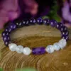 Amethyst and selenite beaded bracelet at dreaminggoddess.com