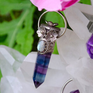 Fluorite Point with Labradorite Cabochon Pendant at DreamingGoddess.com