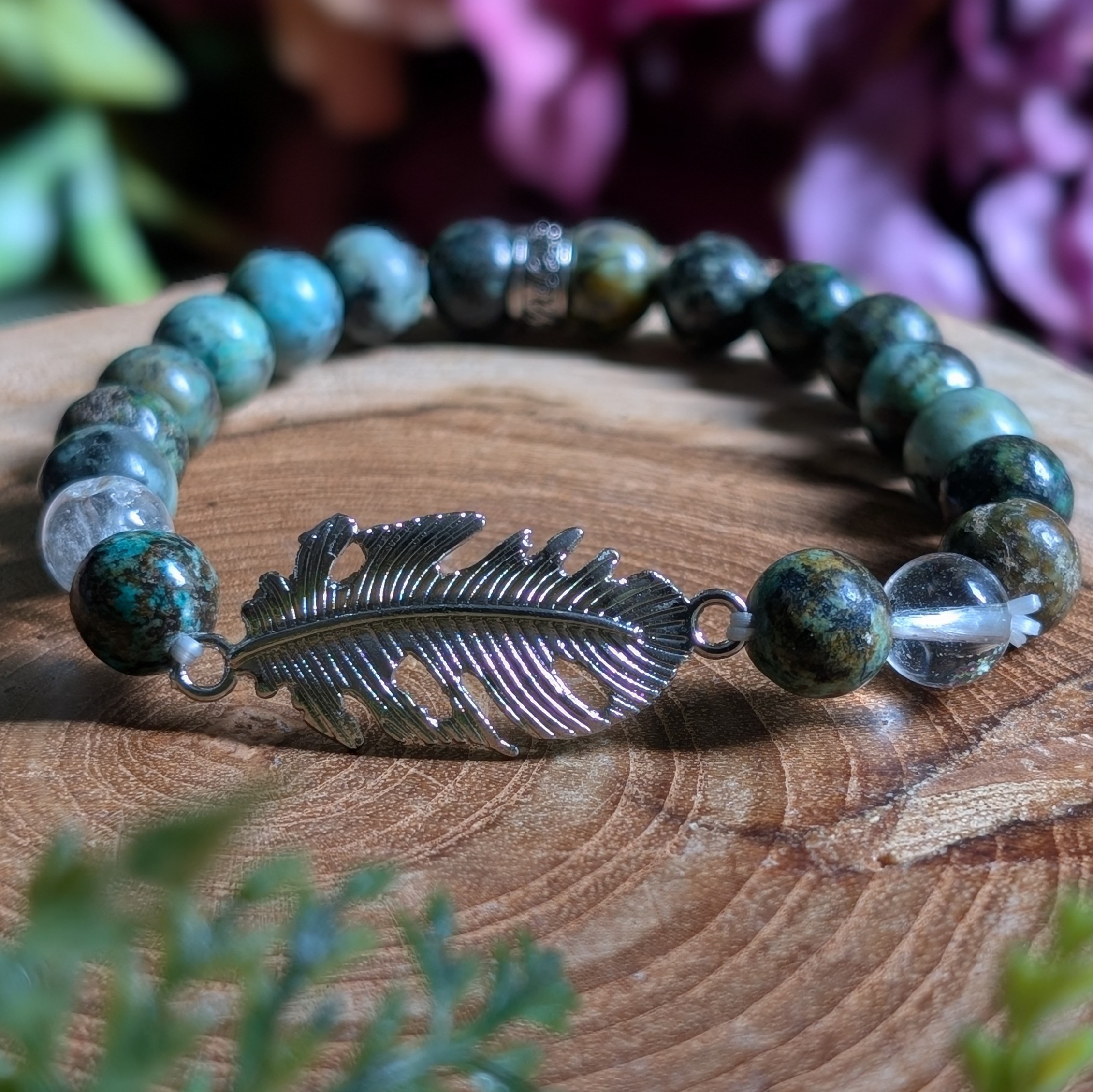 turquoise feather bracelet @ dreaminggoddess.com