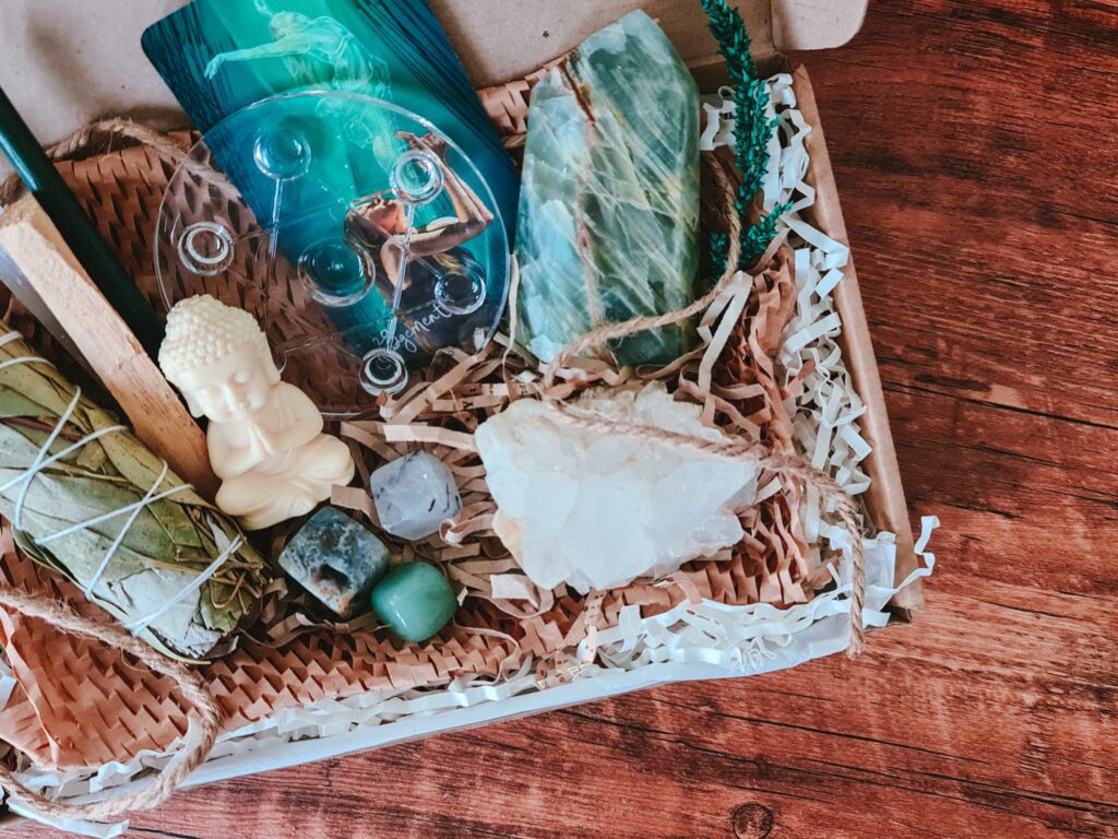 assorted mystical objects in a basket