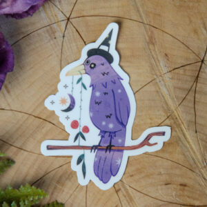 Raven with Witches Hat Sticker at DreamingGoddess.com