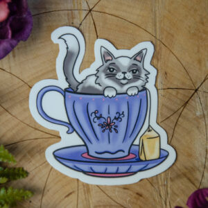 Cat Tea Sticker at DreamingGoddess.com