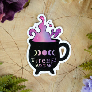 Witches Brew, Cauldron Mug Sticker at DreamingGoddess.com