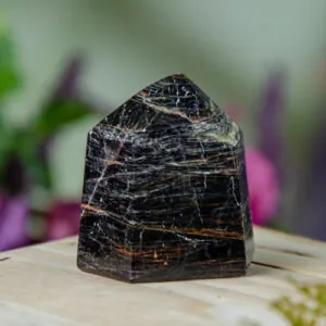 Black Tourmaline Tower with Iron Inclusions at DreamingGoddess.com